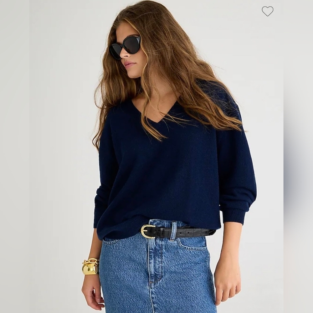 J. Crew Cashmere V Neck Sweater Navy 2X